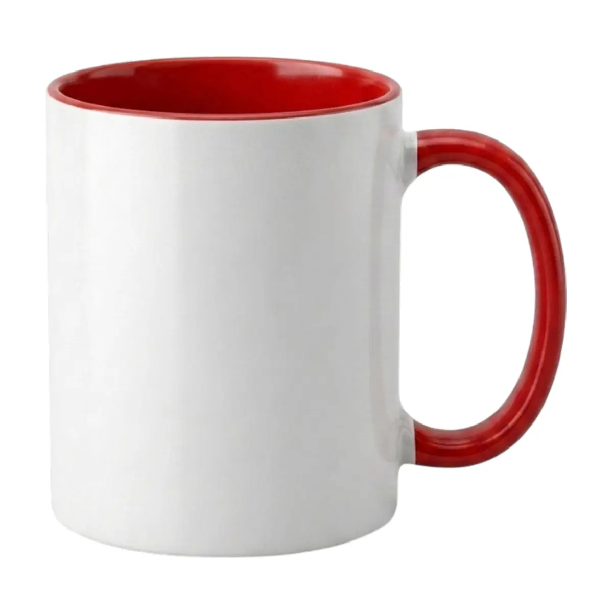 Taza de cerámica blanca con el interior y el asa en color rojo Torbex