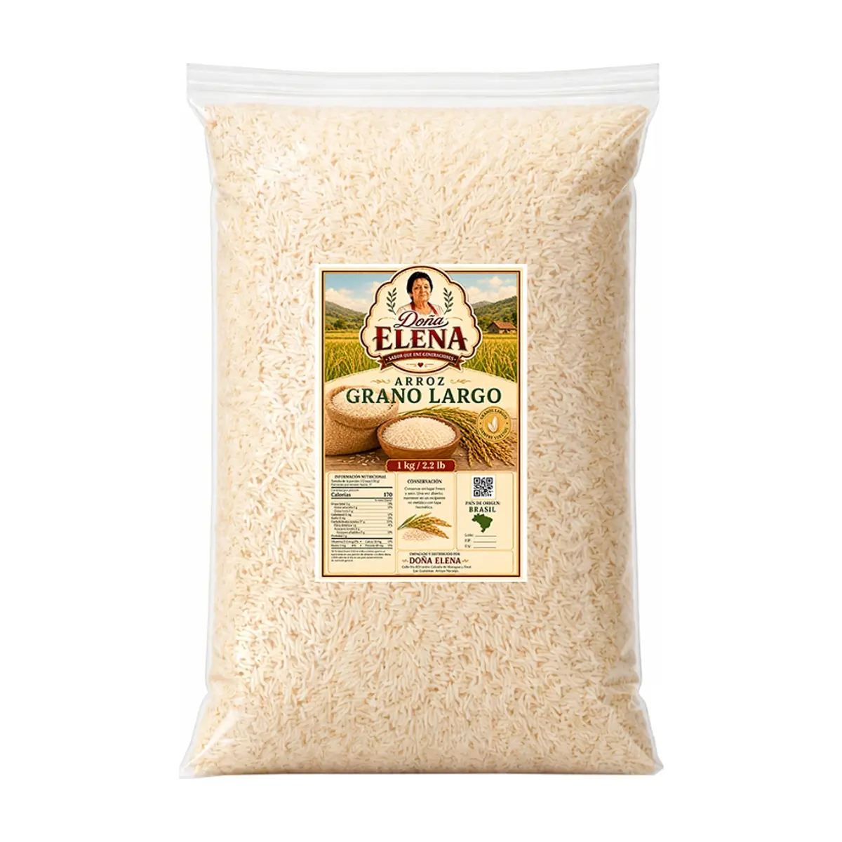 Arroz grano largo Doña Elena (1 kg / 2.2 lb)