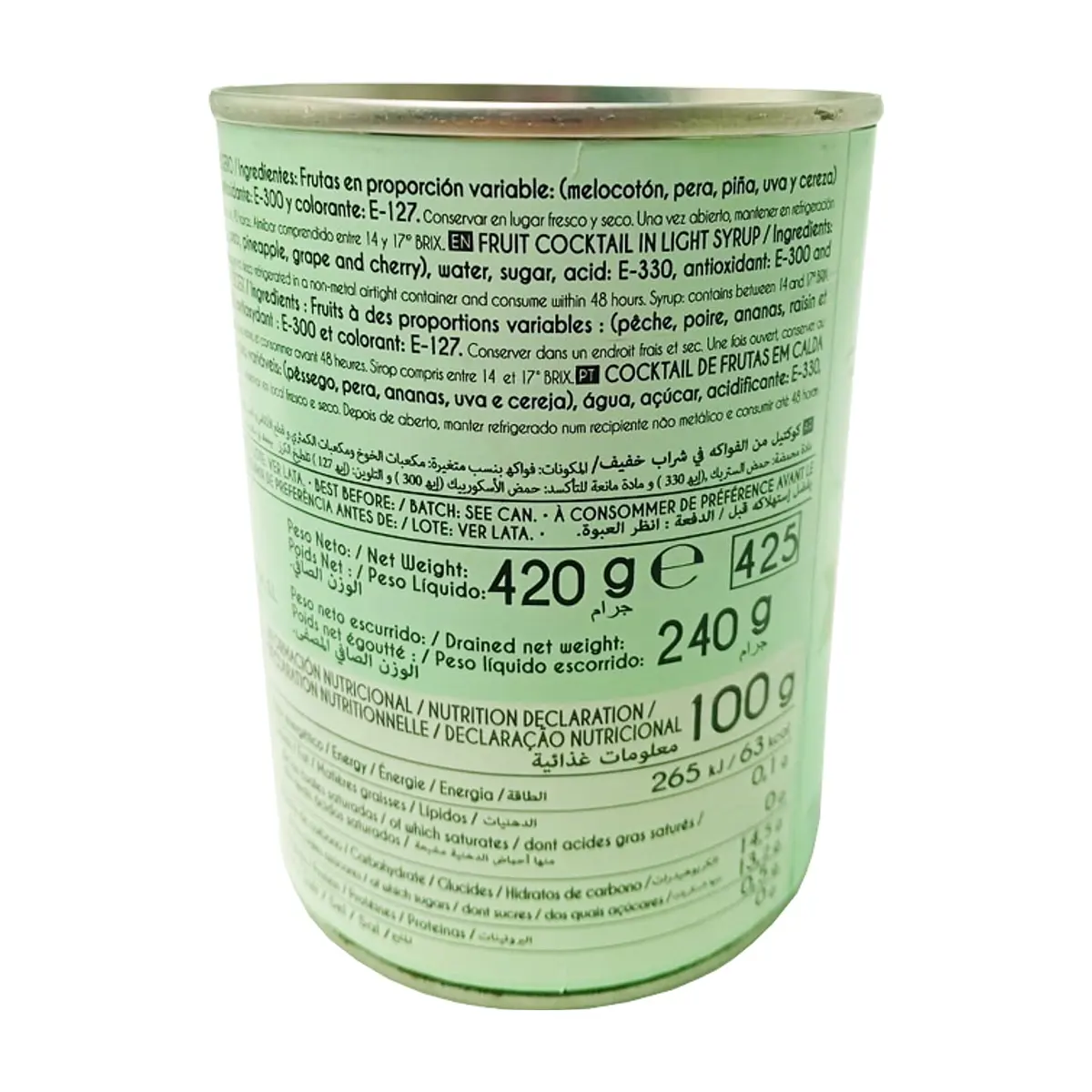 Cóctel de frutas en almíbar ligero Mocitos (420 g / 14.81 oz) - Thumbnail 2