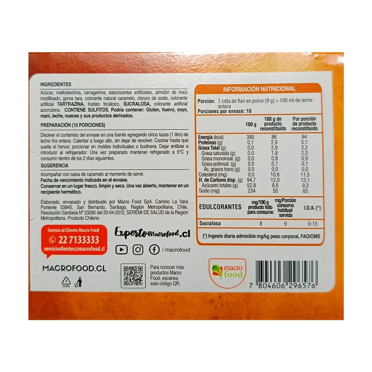 Flan sabor manjar Macro Food (90 g / 3.17 oz) - Thumbnail 2