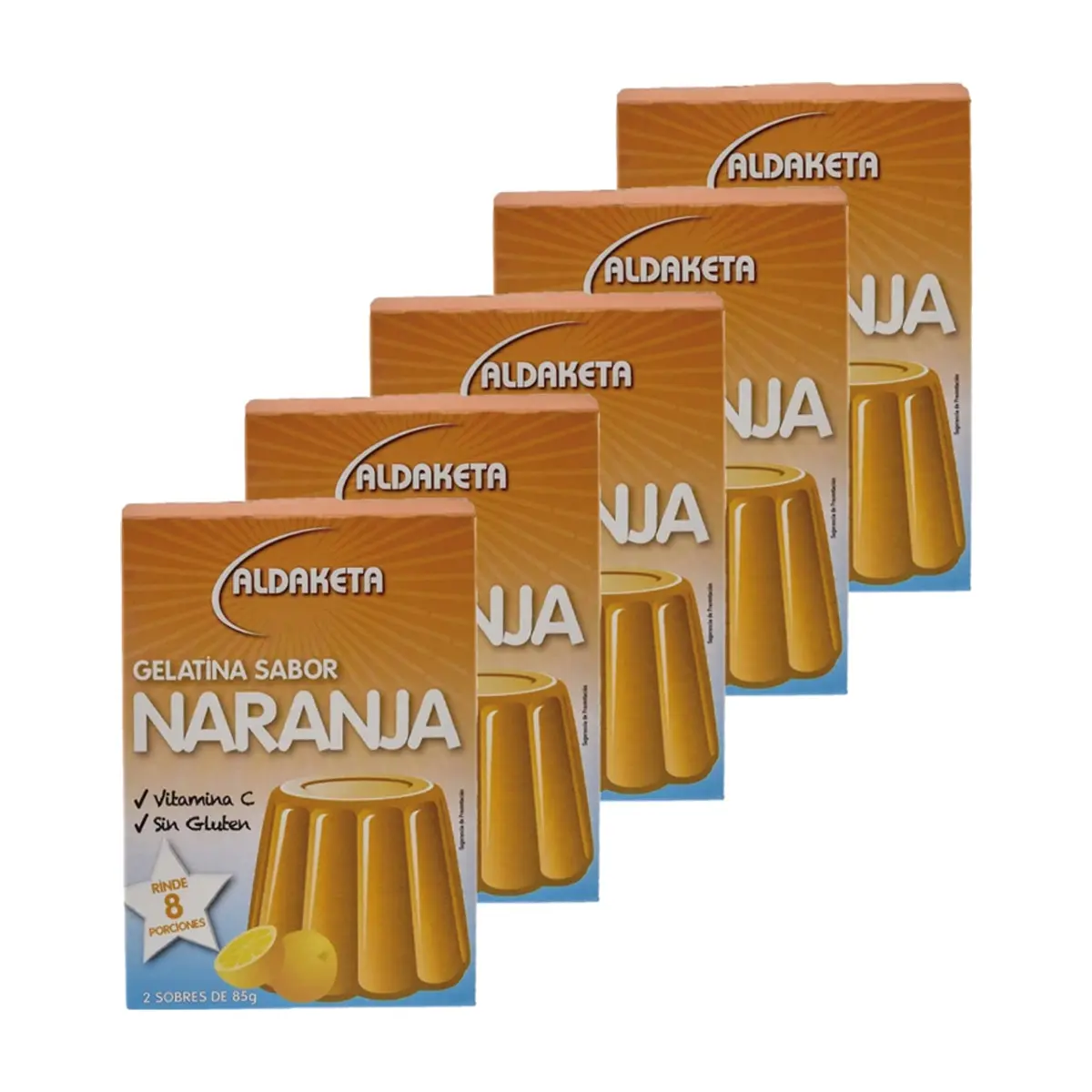 Gelatina sabor naranja (5 x 2 x 85 g / 3 oz)