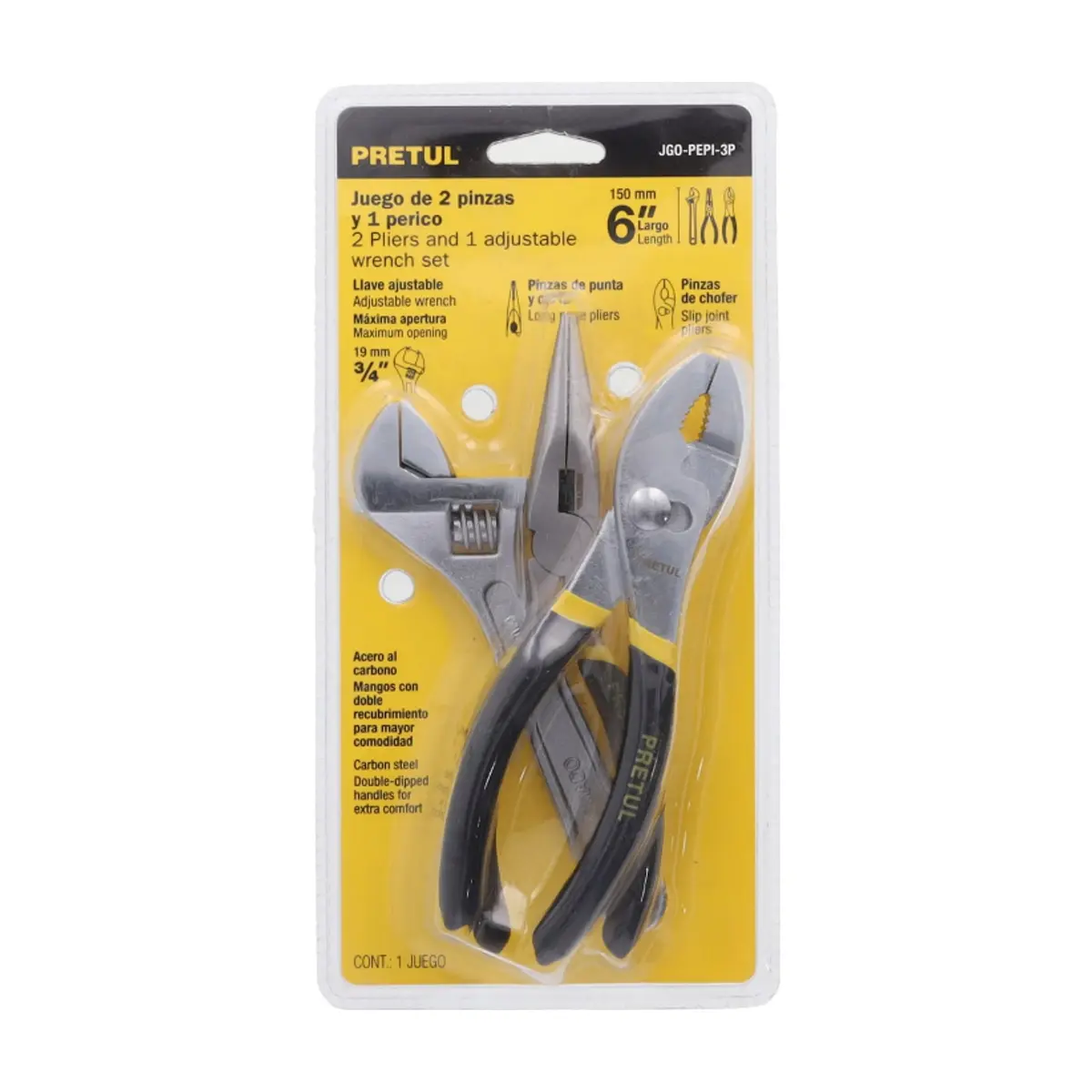 Juego de 2 pinzas y 1 llave ajustable 150 mm - 6 pulgadas Pretul - Thumbnail 2