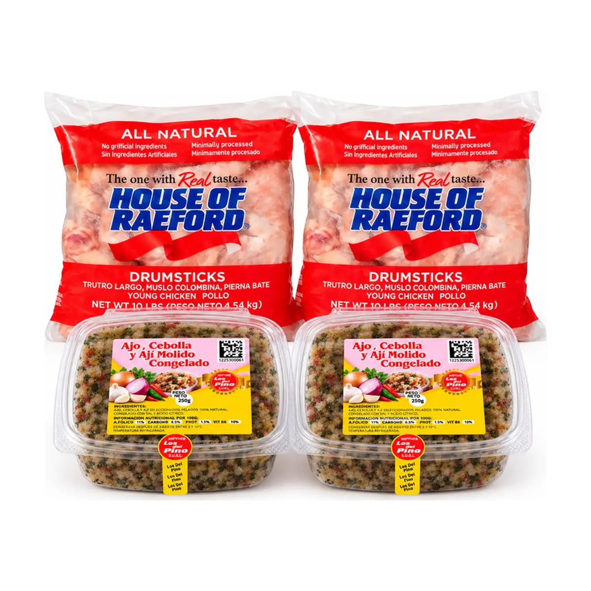 Muslos de pollo House of Raeford + Ajo, cebolla y ají molida congelada Los del Pino