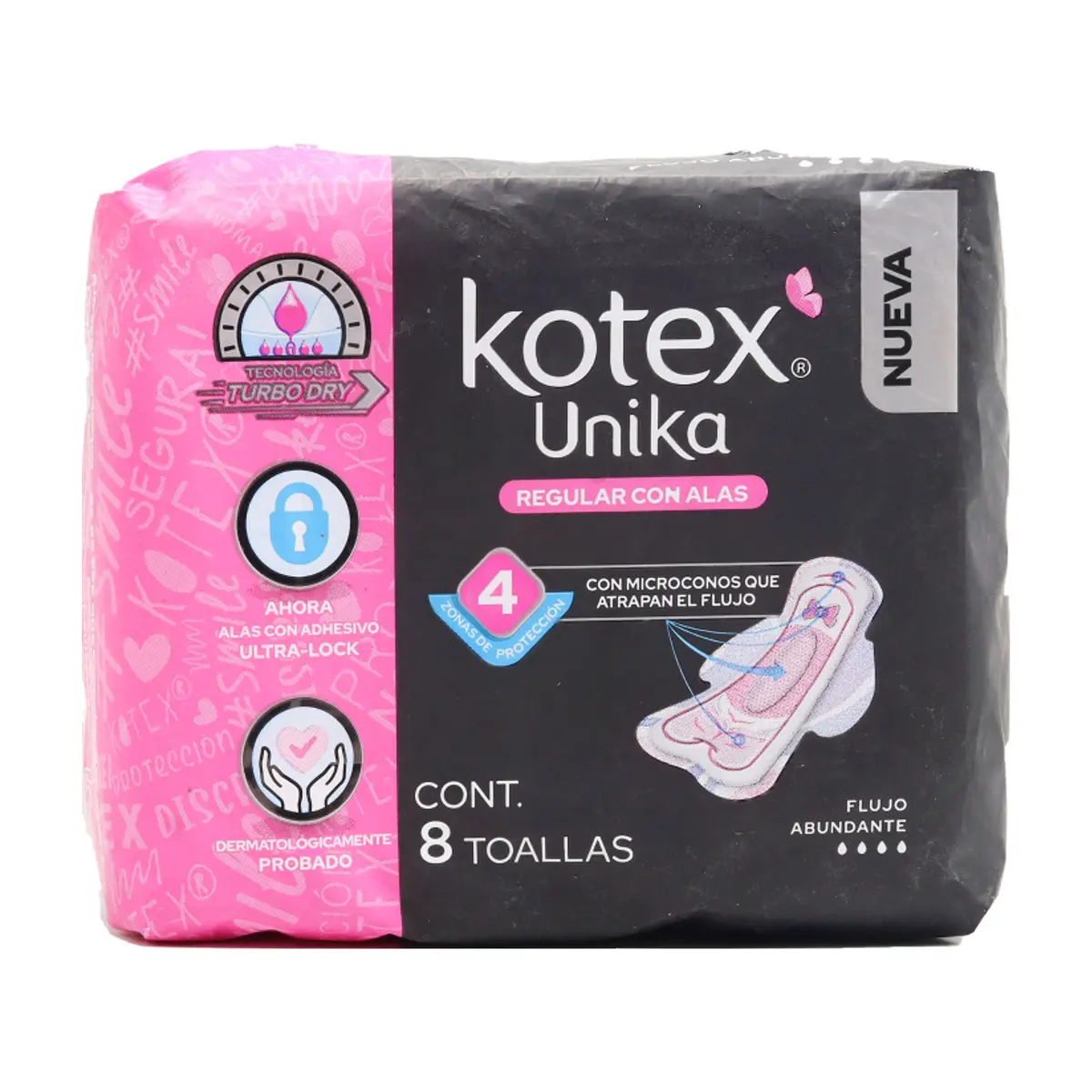 Almohadillas sanitarias regular con alas Kotex Unika (8 U) - Thumbnail 3