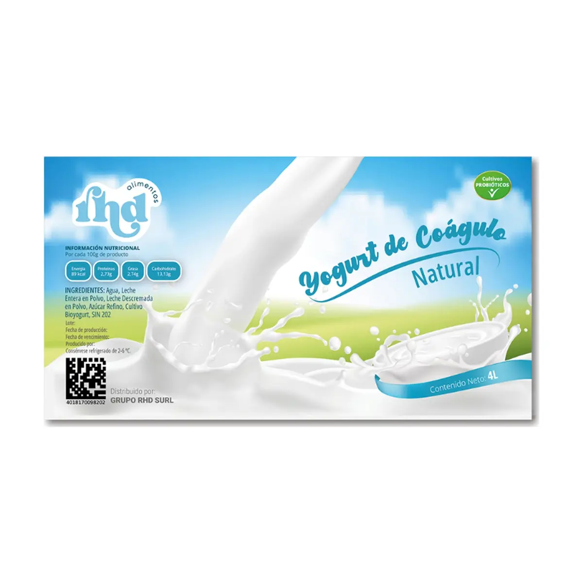 Yogurt probiótico de coágulo natural RHD (4 L) - Miniatura 3