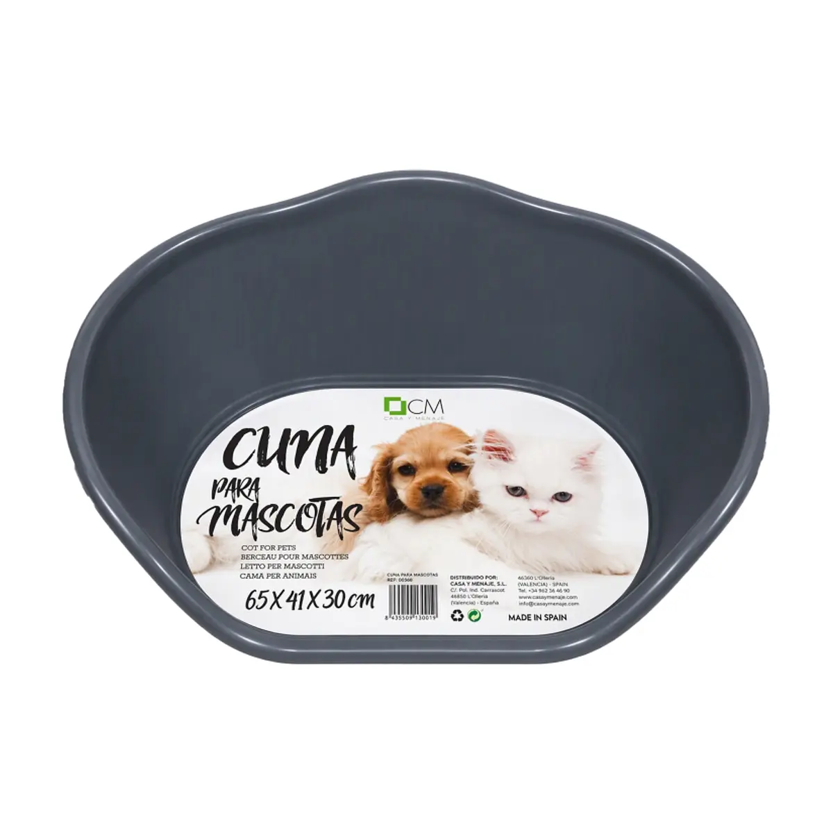 Cuna de plástico gris para mascotas de 65 cm x 41 cm Casa y Menaje - Thumbnail 3