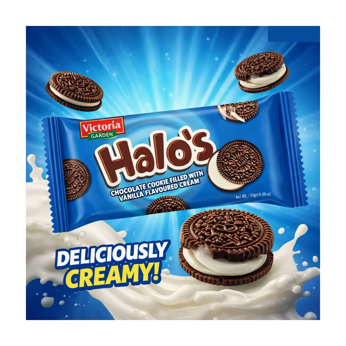 Galletas de chocolate rellenas con crema sabor vainilla Victoria Garden (12 x 30 g / 1.05 oz) - Thumbnail 4