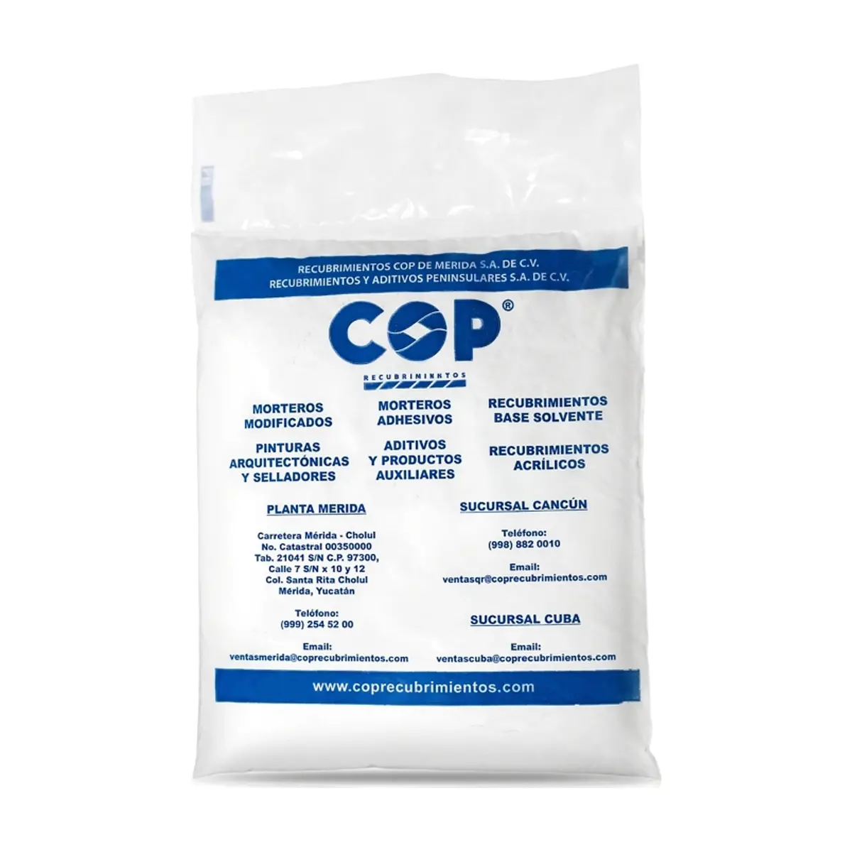 Cemento junteador blanco COP (1 kg / 2.2 lb)