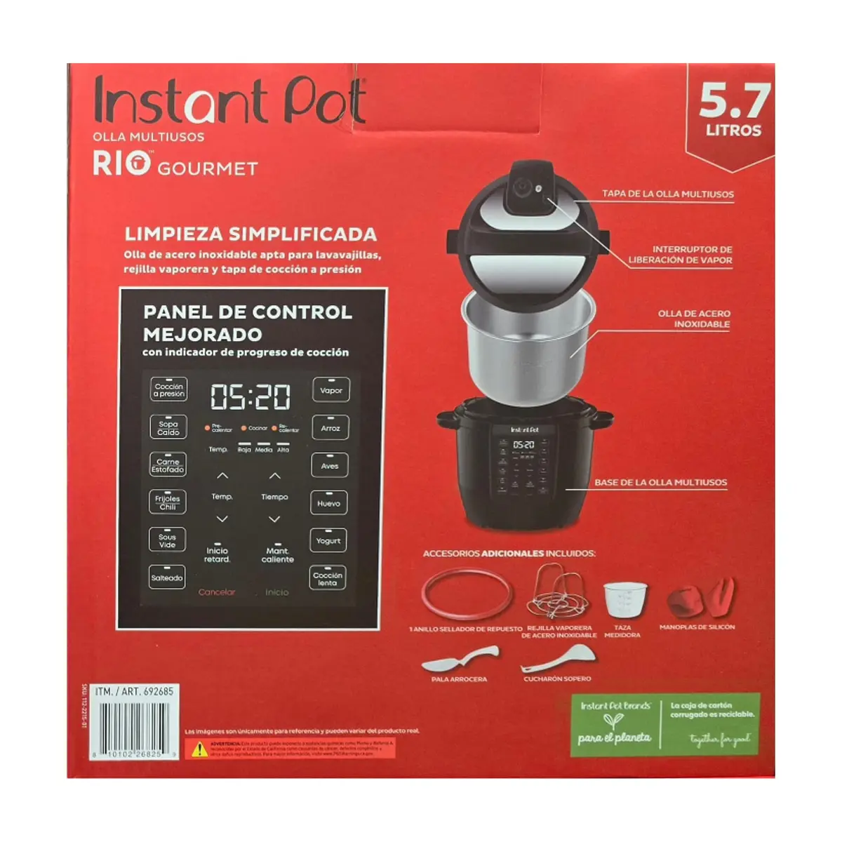 Olla multiusos 5.7 L color negro Instant Pot Rio Gourmet - Thumbnail 3