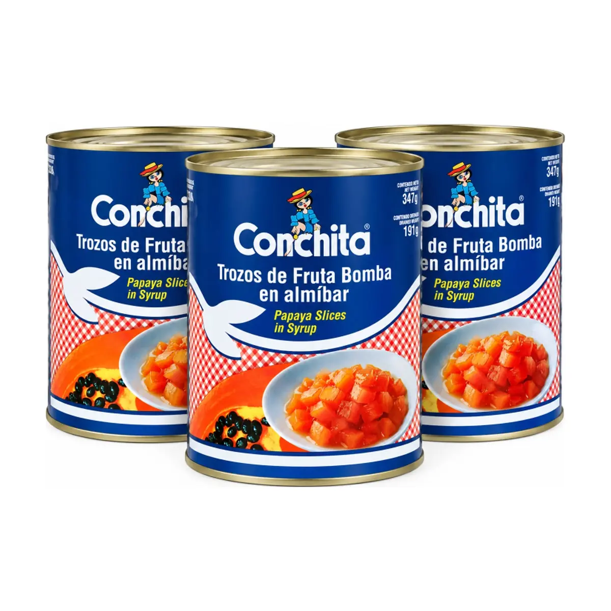 Trozos de fruta bomba en almíbar Conchita (3 x 3.47 kg / 7.66 lb)
