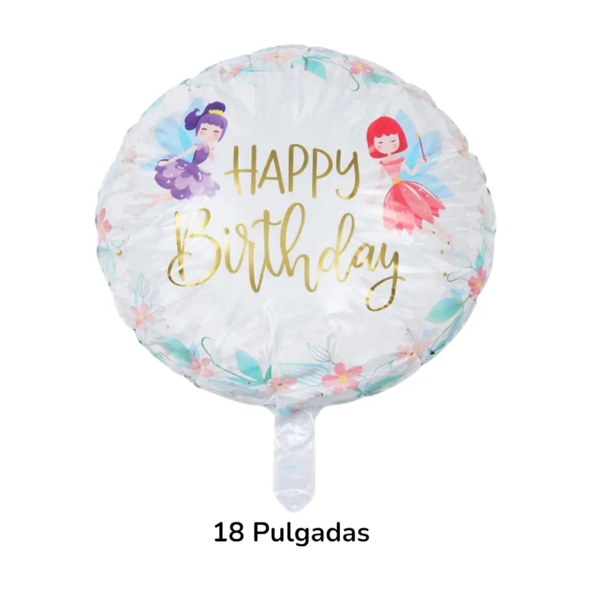 Globo con cartel de Happy birthday y diseño con hadas Ballon (18 pulgadas) - Thumbnail 2