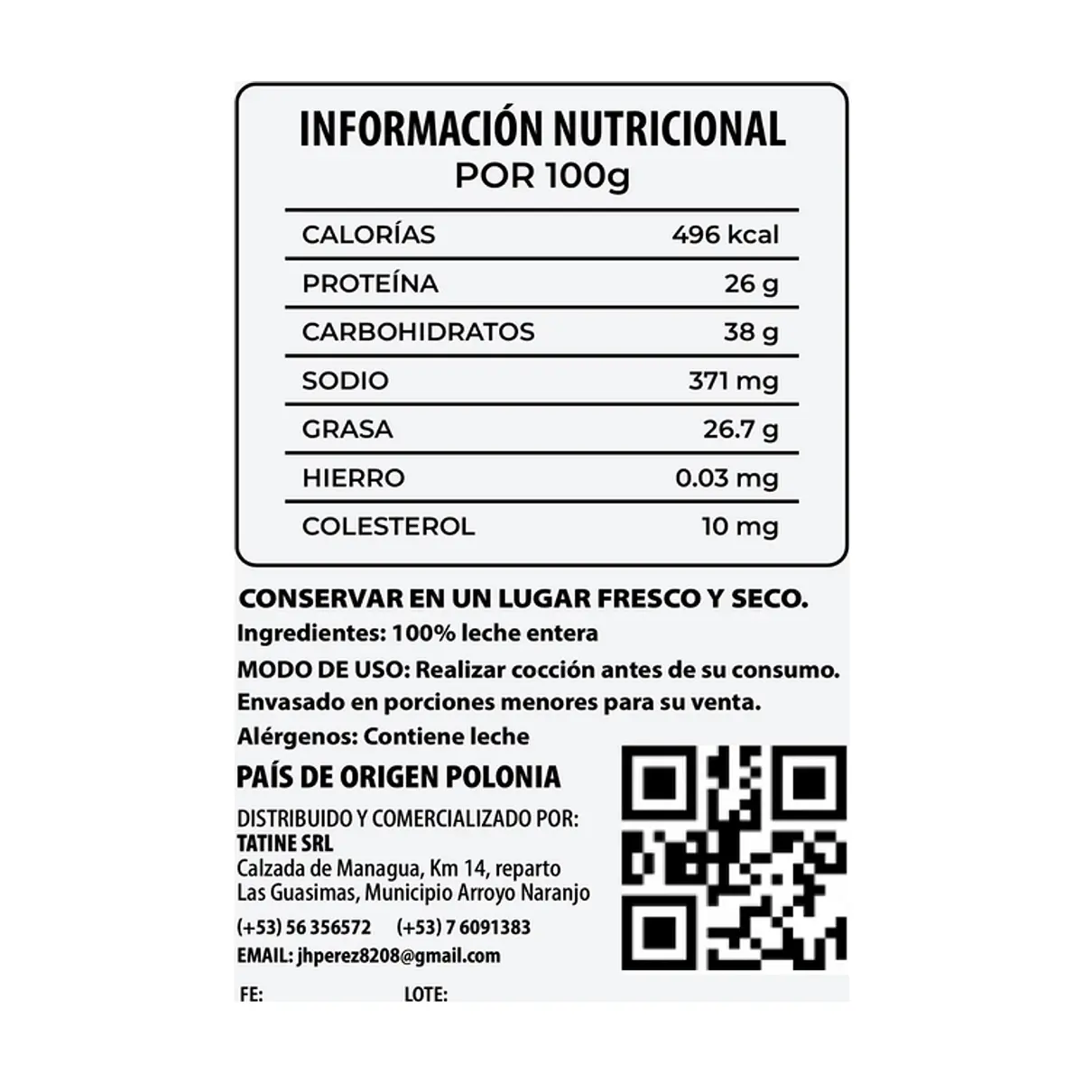 Leche entera en polvo Campo Vivo (500 g / 1.1 lb) - Miniatura 4