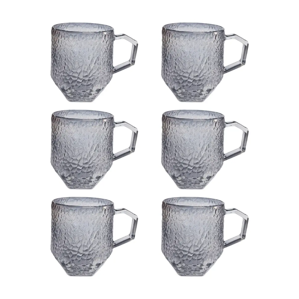 Juego de 6 tazas de vidrio con textura granulada Kazam