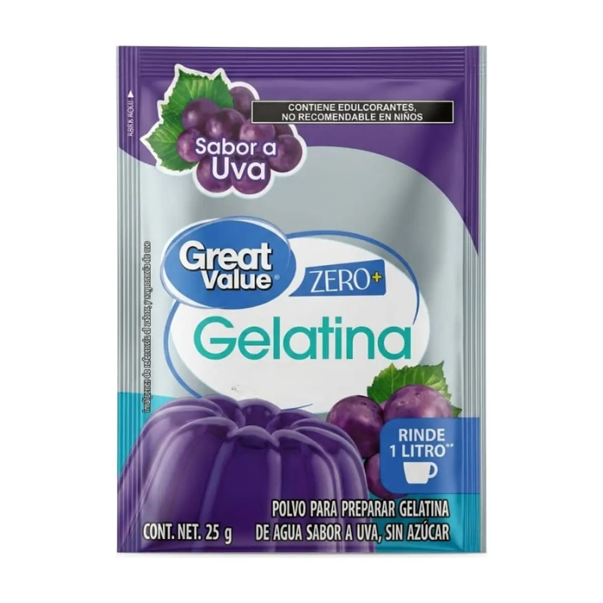 Gelatina sabor uva Great Value (25 g)