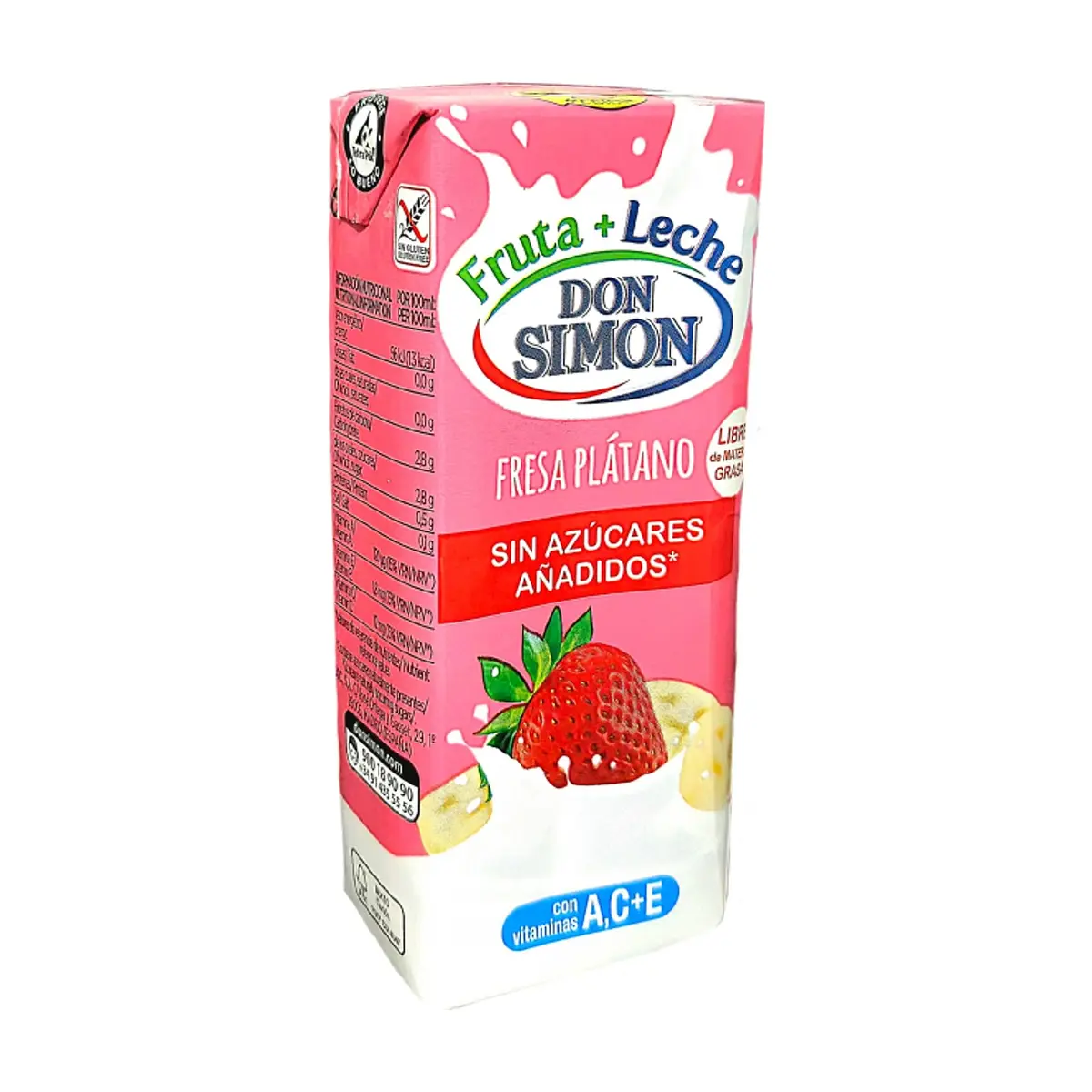 Bebida refrescante de zumo de fruta + leche sabor fresa y plátano Don Simon (24 x 200 ml) - Thumbnail 2
