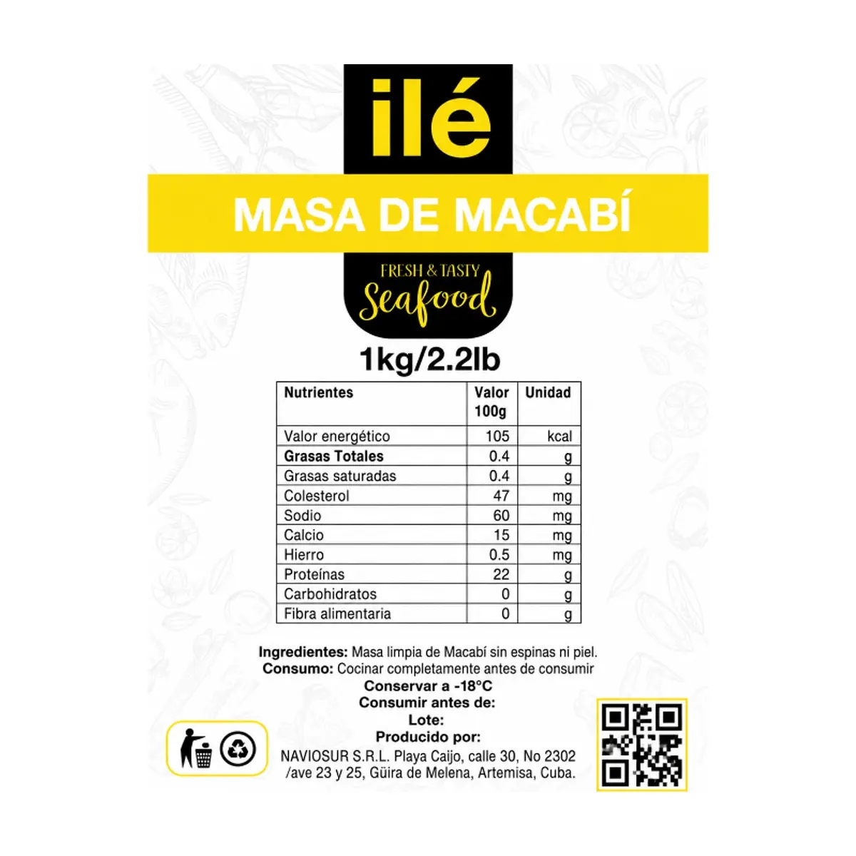 Masa de pescado Macabí Ilé (3 x 1 kg / 2.2 lb) - Miniatura 3
