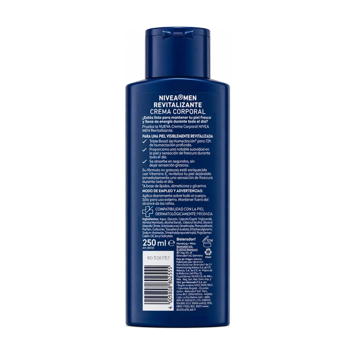 Crema corporal revitalizante de rápida absorción para hombre 72H Nivea (250 ml) - Thumbnail 2