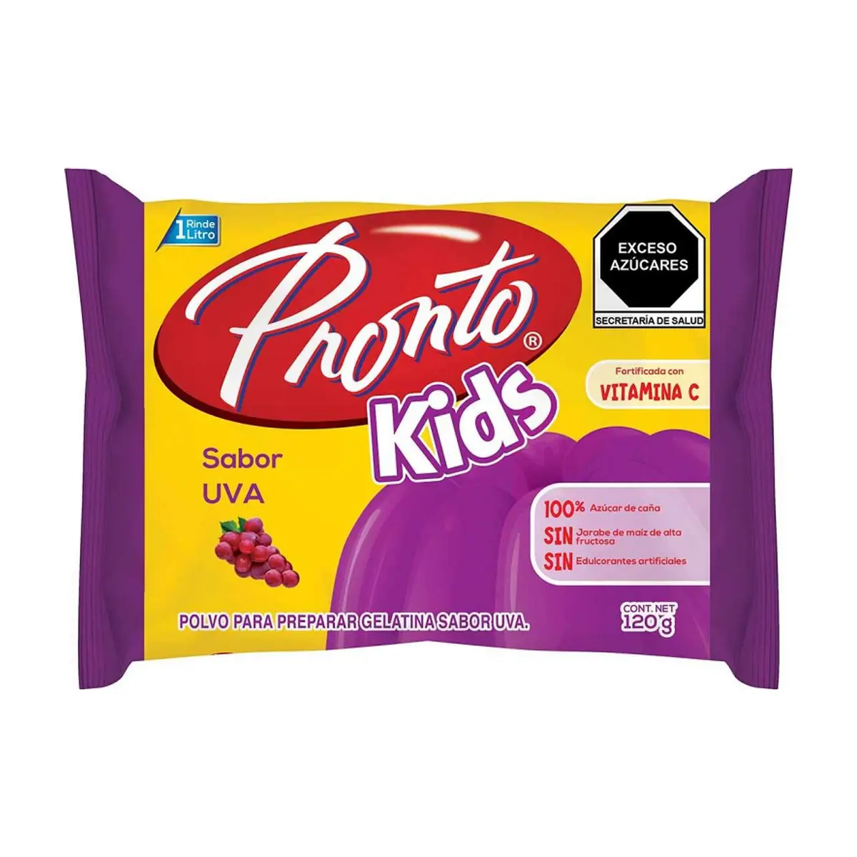 Polvo para preparar gelatina sabor uva Pronto (120 g / 4.23 oz)