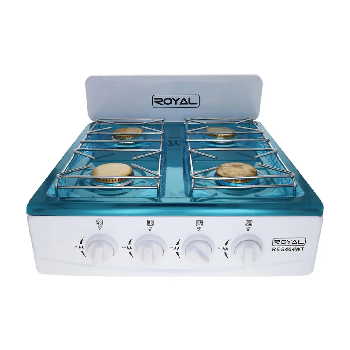 Cocina de mesa de gas de 4 hornillas blanca Royal REG404WT