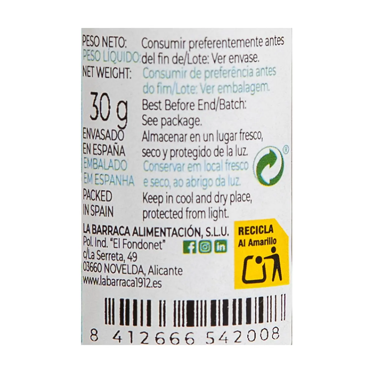 Pimienta blanca molida La Barraca (30 g / 1.06 oz) - Thumbnail 2