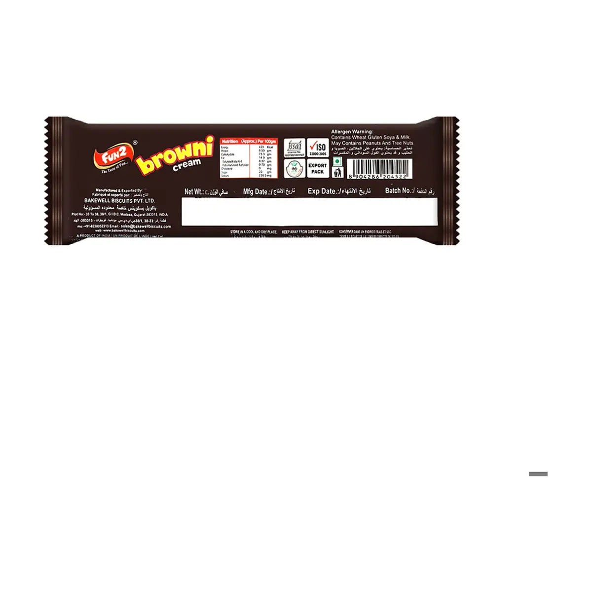 Galletas de chocolate rellenas con crema sabor fresa Browni Cream Fun2 (55 g / 1.94 oz) - Thumbnail 2