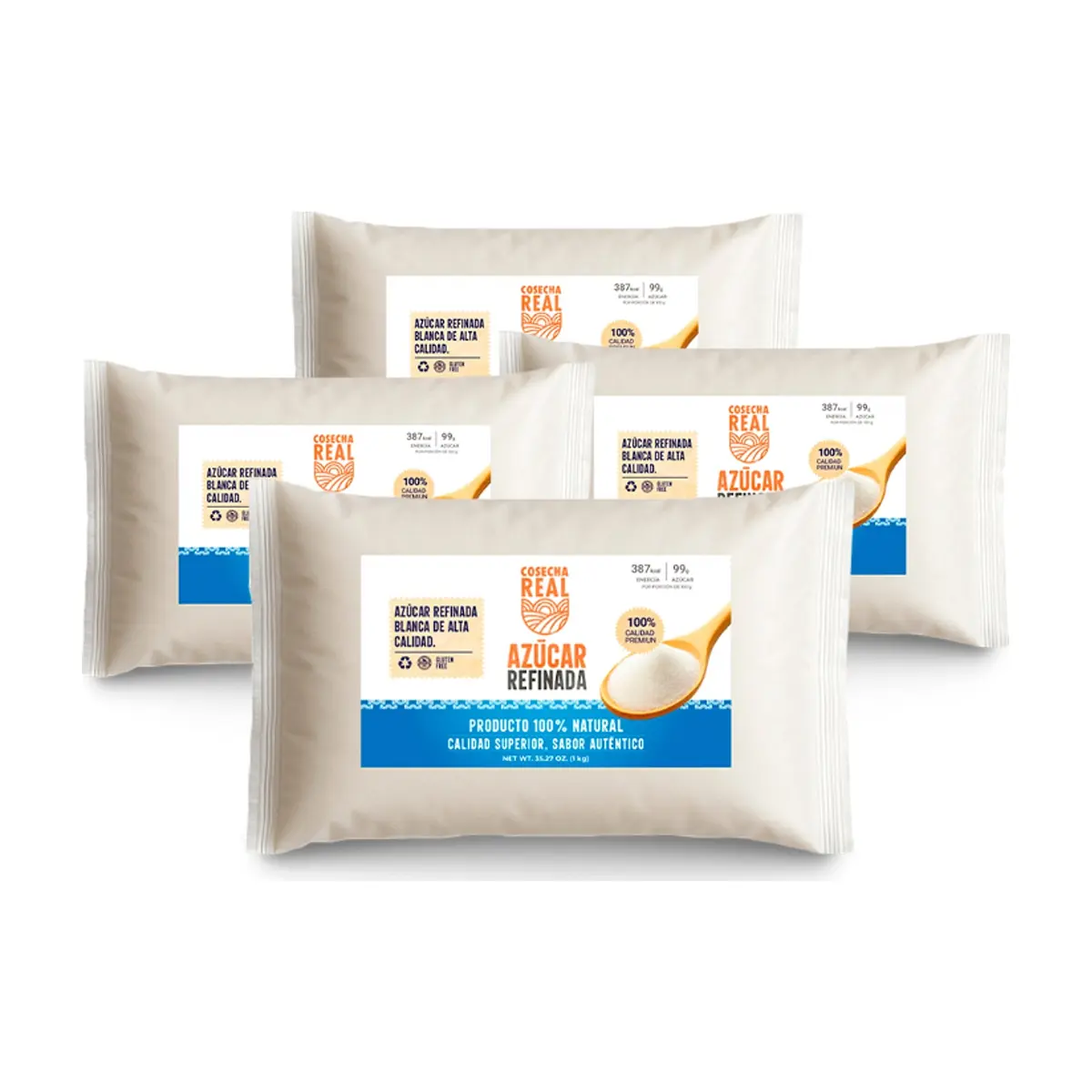 Azúcar blanca refinada Cosecha Real (4 x 1 kg / 2.2 lb)