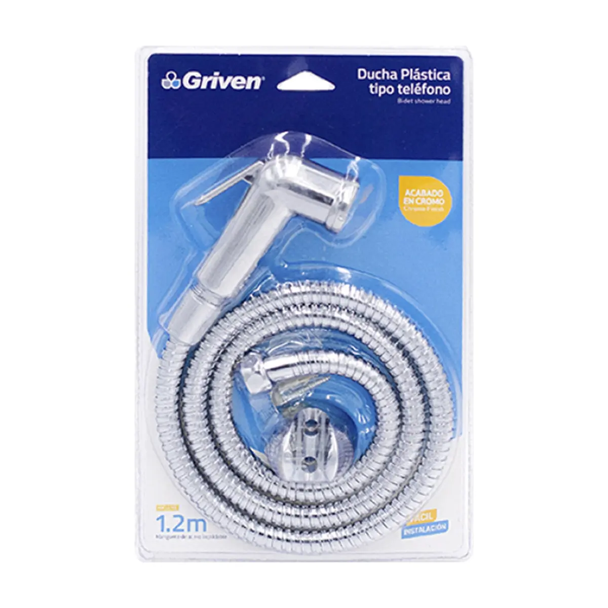 Ducha plástica cromada tipo teléfono 1.2 m Griven A367-15003