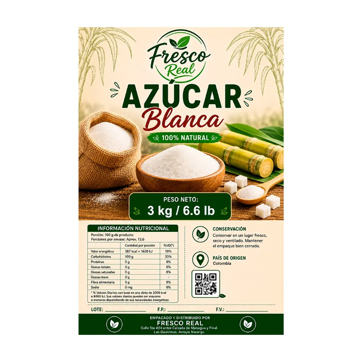 Azúcar blanca Fresco Real (3 kg / 6.6 lb) - Thumbnail 2