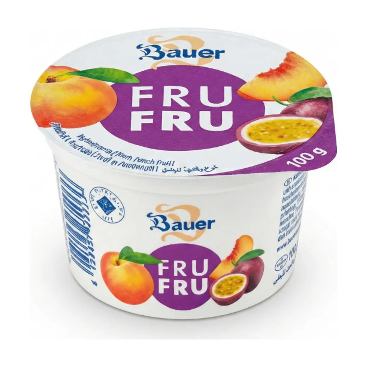 Yogur sabor melocotón-maracuyá Bauer Fru Fru (100g / 3.53oz)