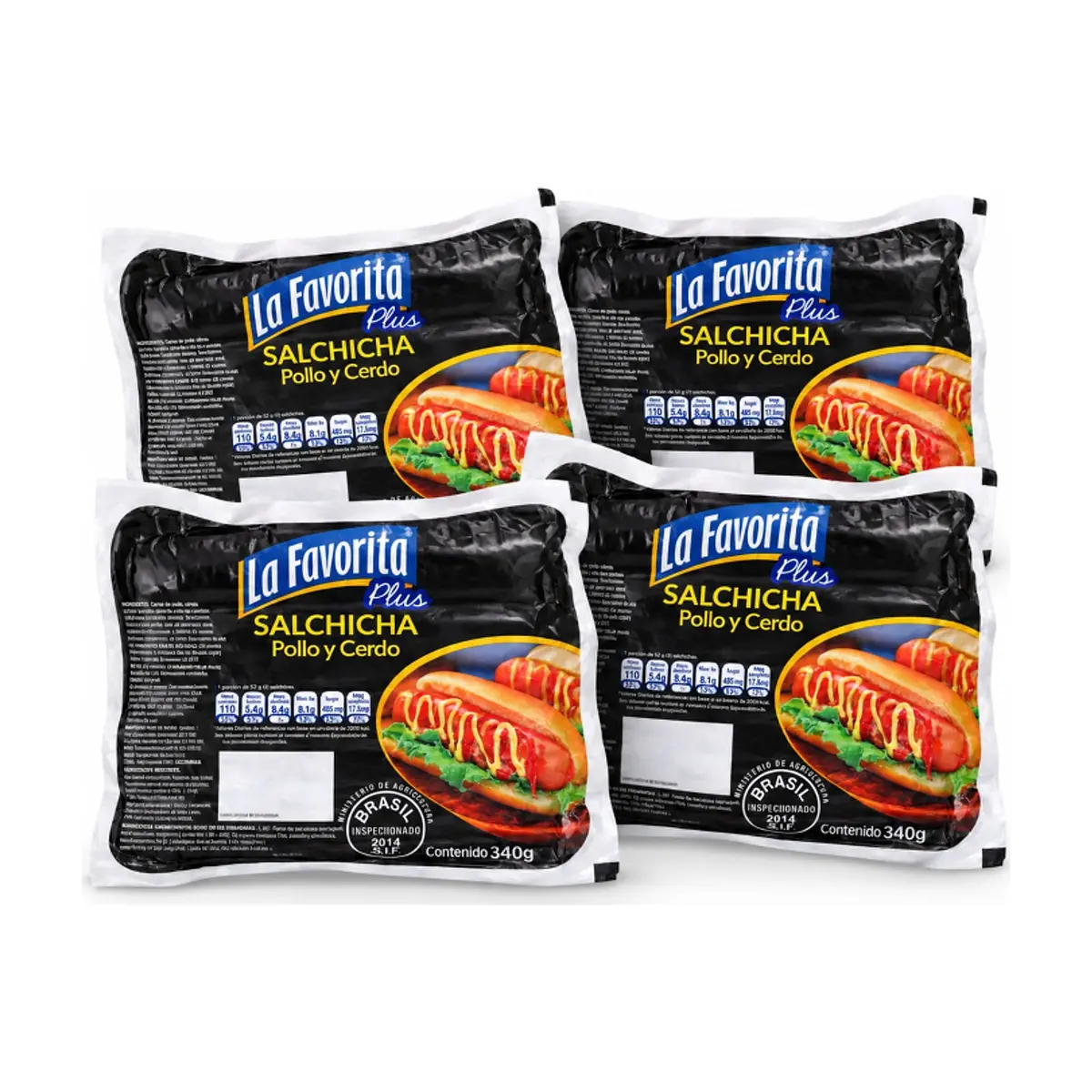 Salchichas de pollo y cerdo La Favorita (4 x 340 g / 12 oz) - Imagen 1