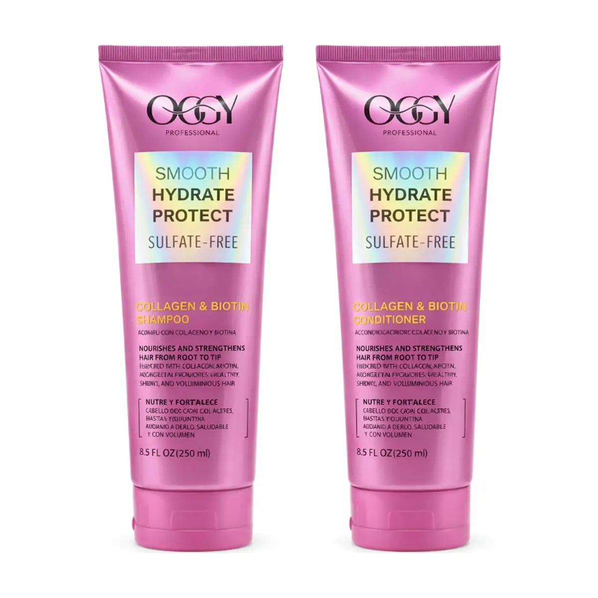 Set de champú y acondicionador con colágeno y biotina Ocgy Professional