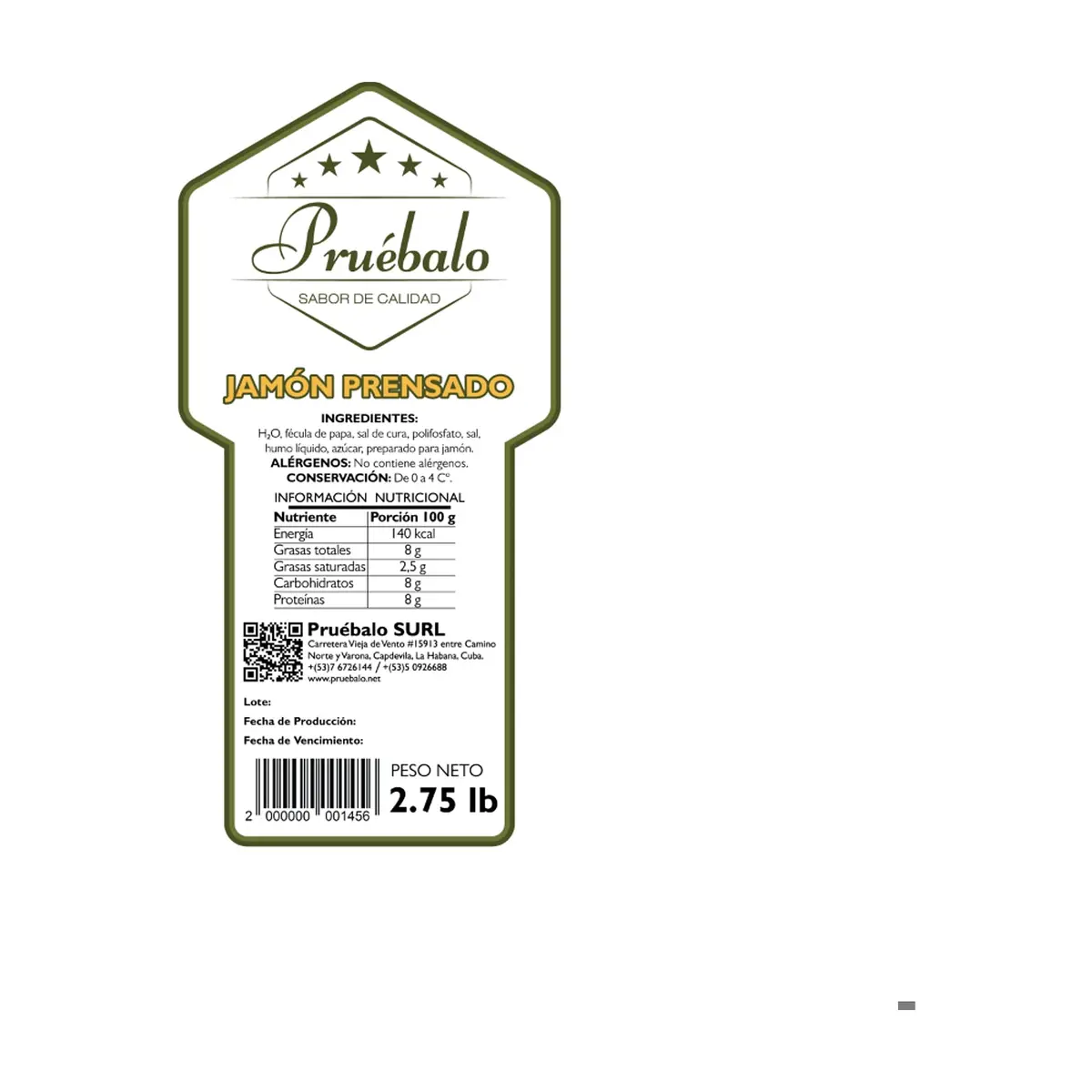 Jamón prensado Pruébalo (1.24 kg / 2.75 lb) - Thumbnail 2