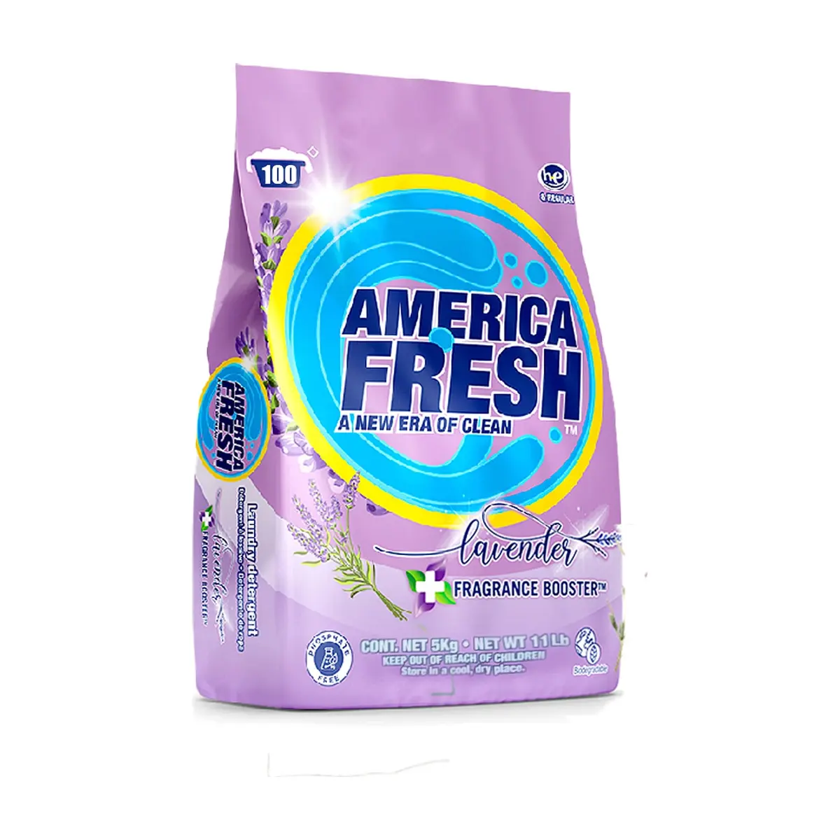 Detergente en polvo de fragancia lavanda America Fresh (5 kg / 11 lb) - Imagen 1