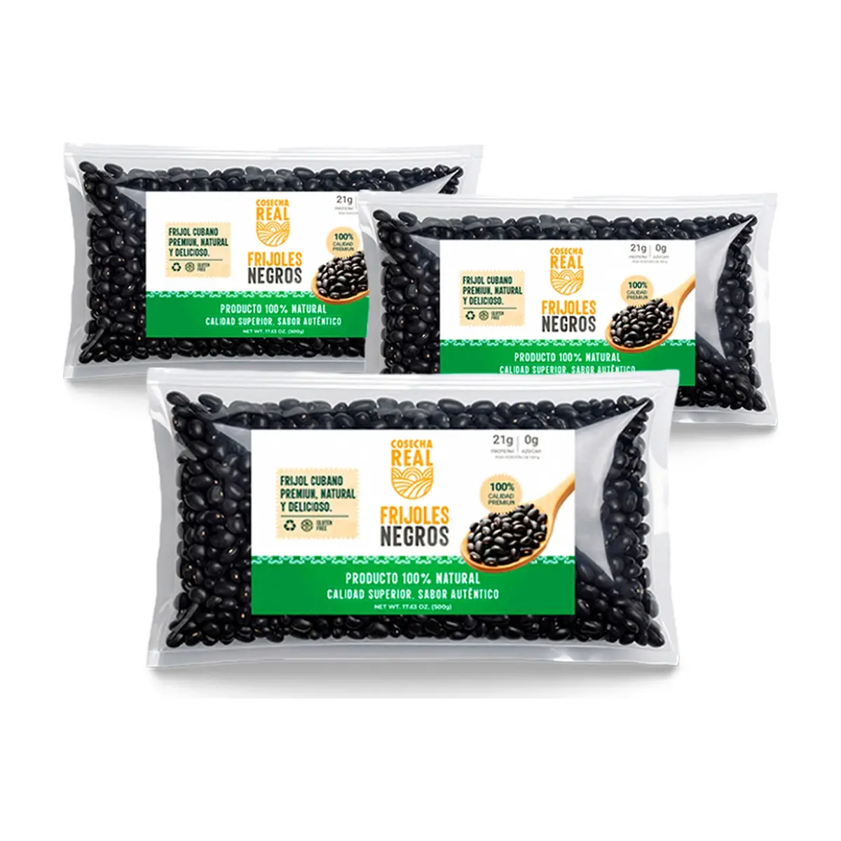 Frijoles negros Cosecha Real (3 x 500 g / 1.1 lb)