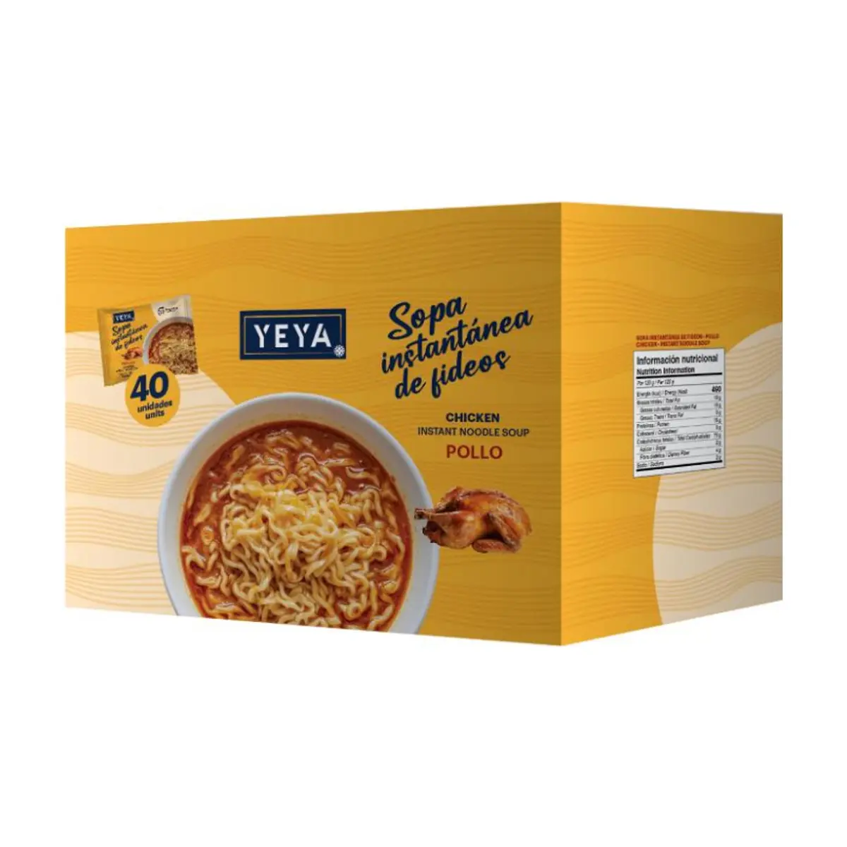 Sopa instantánea de fideos con sabor a pollo YEYA (40 x 75 g / 2.6 oz)