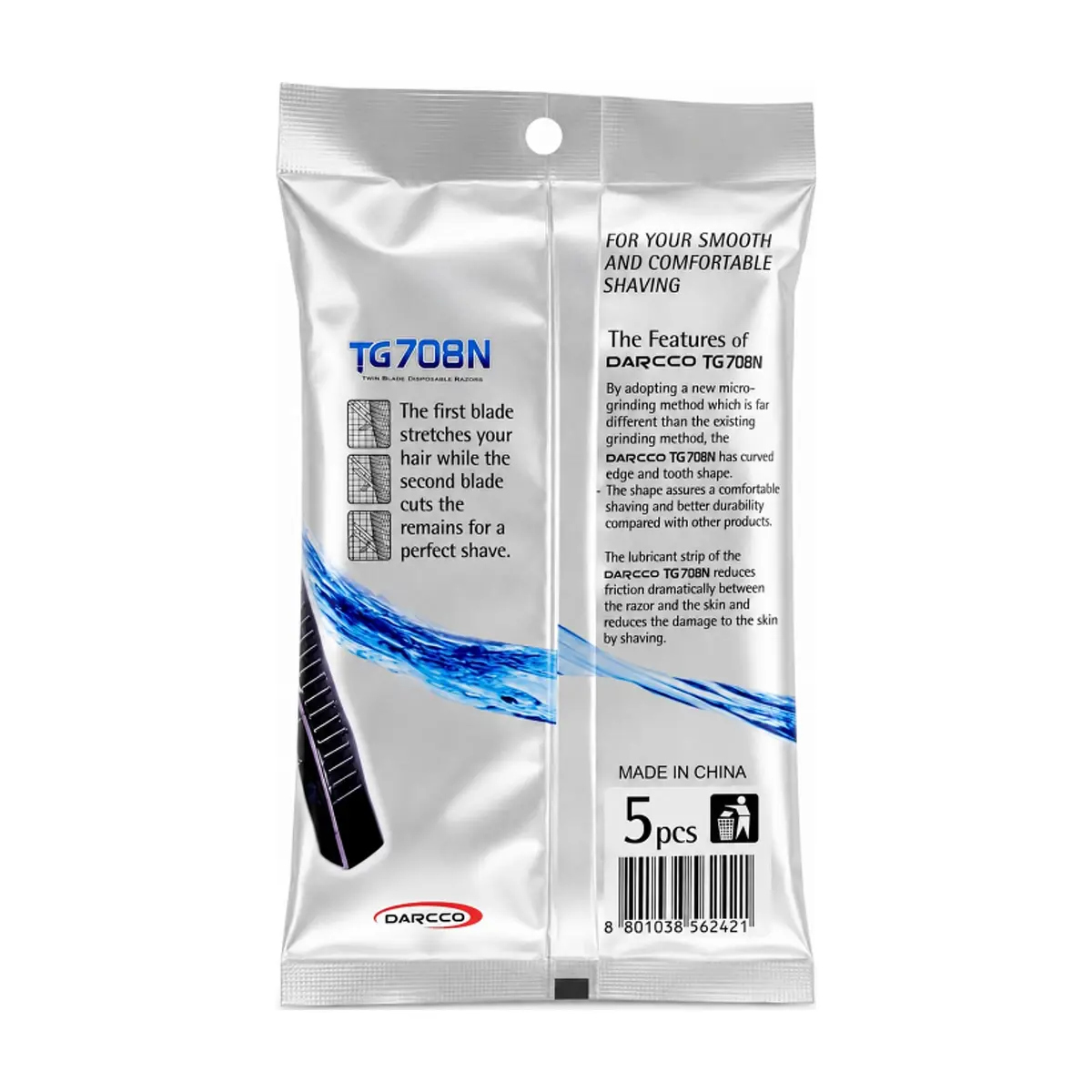 Paquete de maquinillas de afeitar desechables Darcco TG708N (5 U) - Thumbnail 2