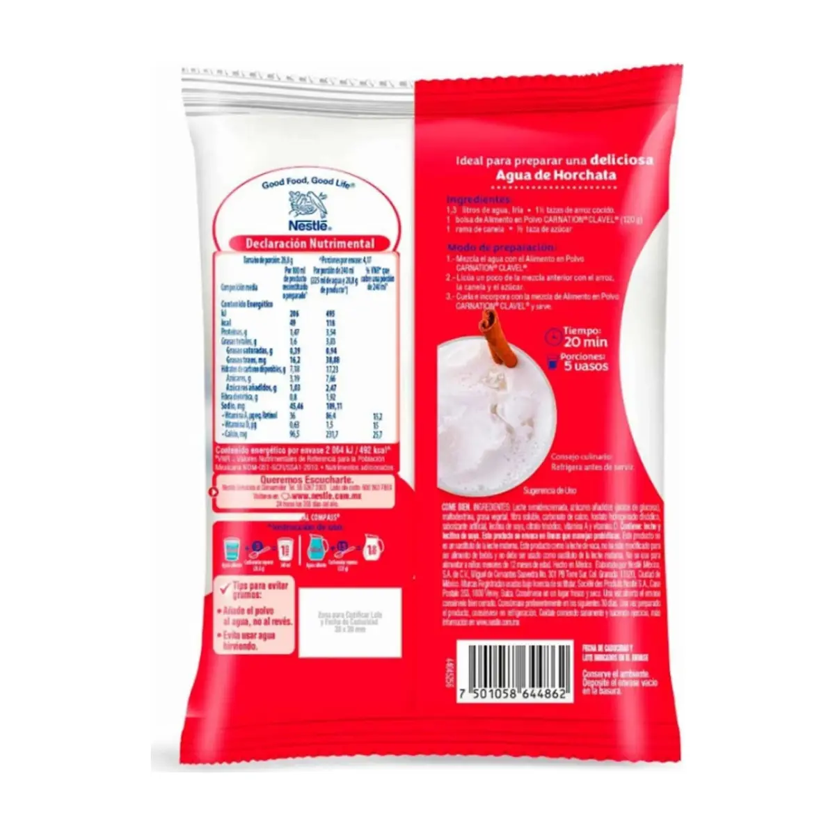 Alimento en polvo para preparar bebida a base de leche Carnation Clavel Nestlé (120 g / 4.23 oz) - Thumbnail 2