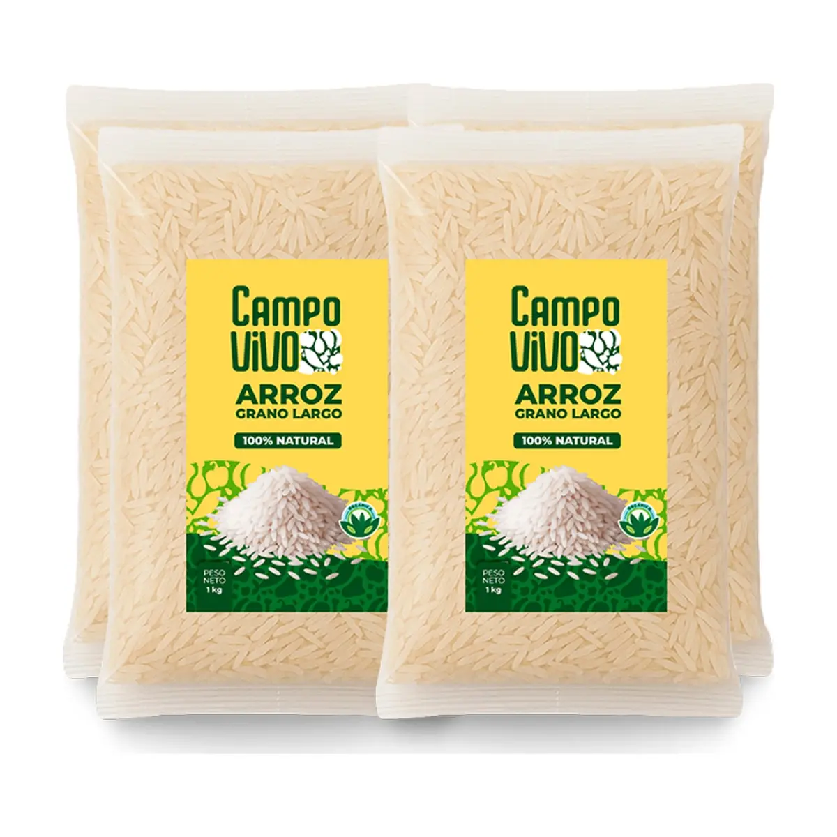 Arroz de grano largo Campo Vivo (4 x 1 kg / 2.2 lb)
