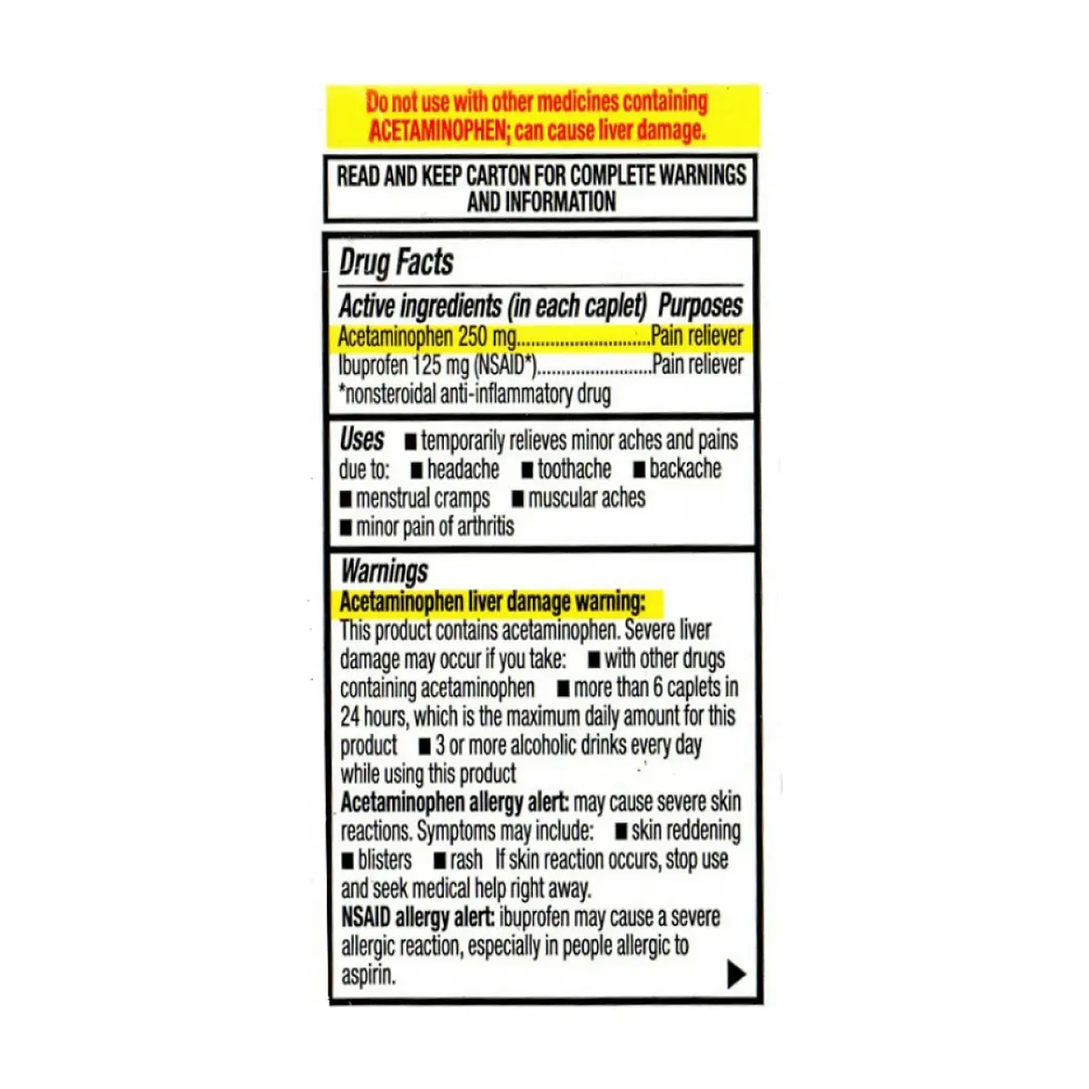Acetaminofén 250 mg + Ibuprofeno 125 mg GoodSense (36 tabletas) - Thumbnail 3