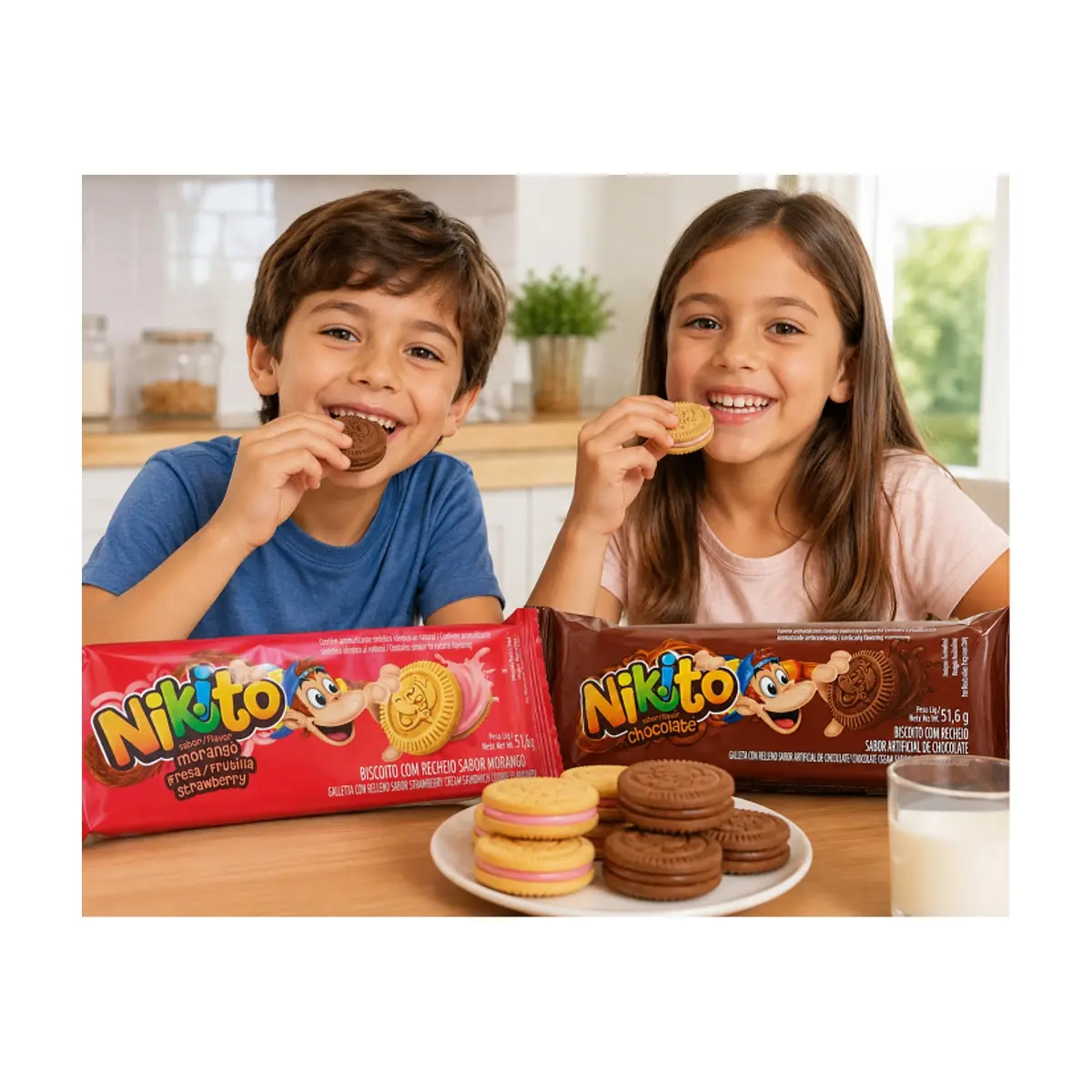 Galletas dulces con crema sabor chocolate Nikito (51.6 g / 1.82 oz) y Galletas dulces con crema sabor fresa Nikito (51.6 g / 1.82 oz) - Thumbnail 4