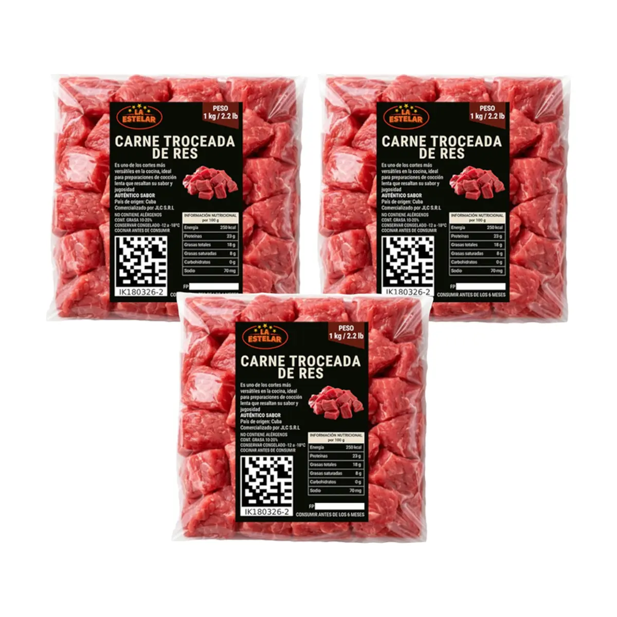 Carne de res troceada La Estelar (3 x 1 kg / 2.2 lb) - Imagen 1