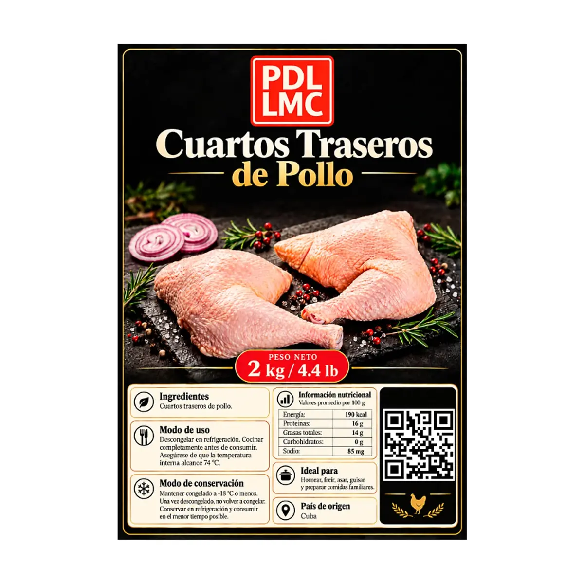 Cuartos traseros de pollo con piel y con hueso PDL LMC (2 kg / 4.4 lb) - Thumbnail 4