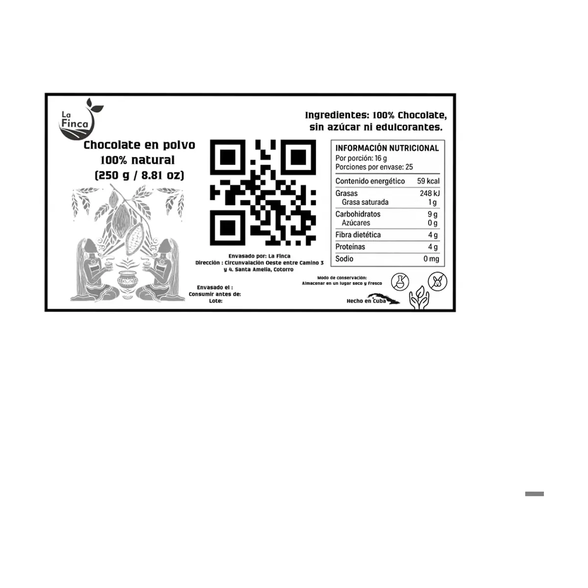 Chocolate en polvo 100% natural La Finca (250 g / 8.81 oz) - Thumbnail 4
