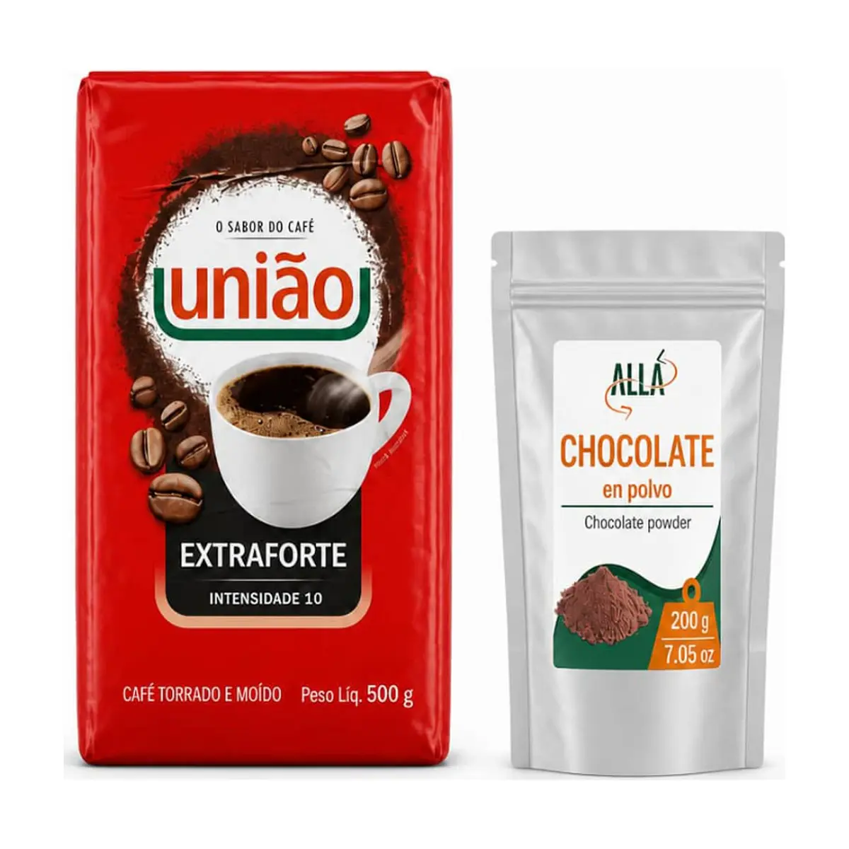 Café tostado y molido extra fuerte União + Chocolate en polvo