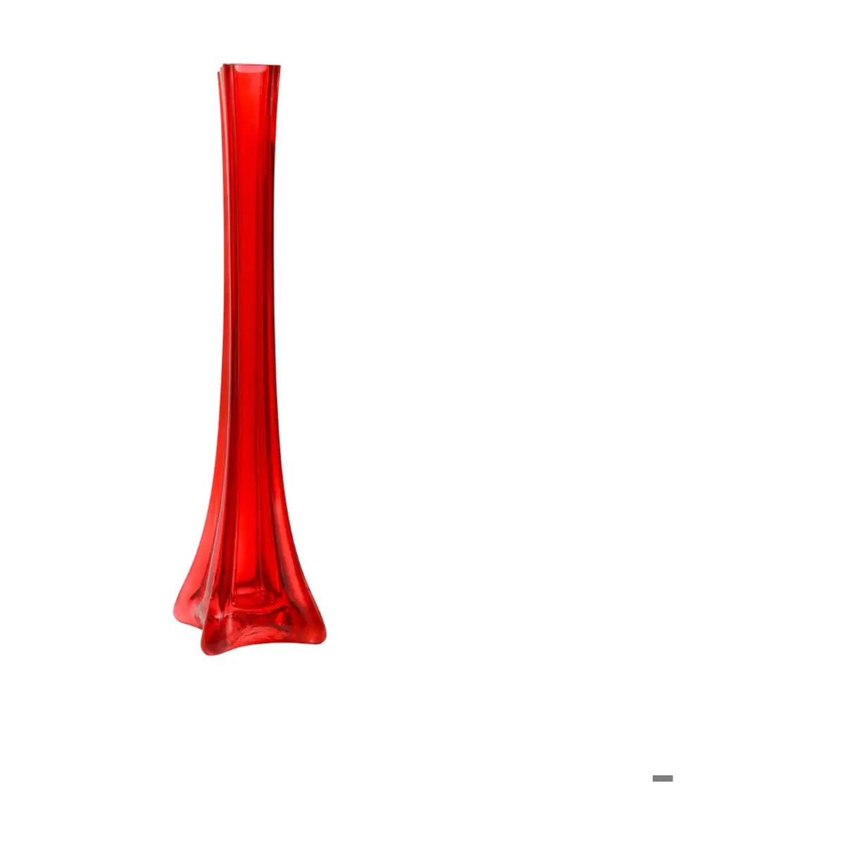 Florero de cristal cuadrado suavemente curveado color rojo de 30 cm Casa y Menaje