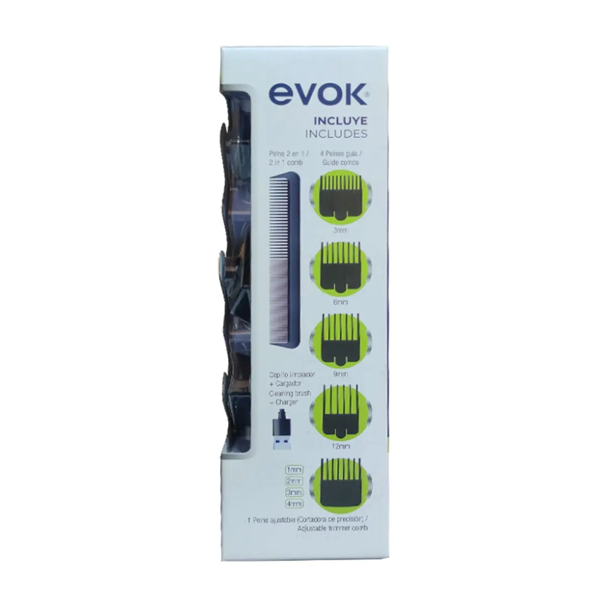 Set de máquina inalámbrica y recargable para cortar cabello incluye 6 cabezales de corte Evok - Thumbnail 8