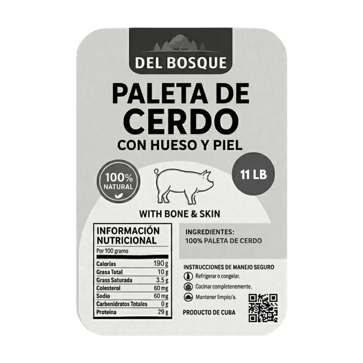 Paleta de cerdo con piel y hueso Del Bosque (4.99 kg / 11 lb) - Miniatura 3