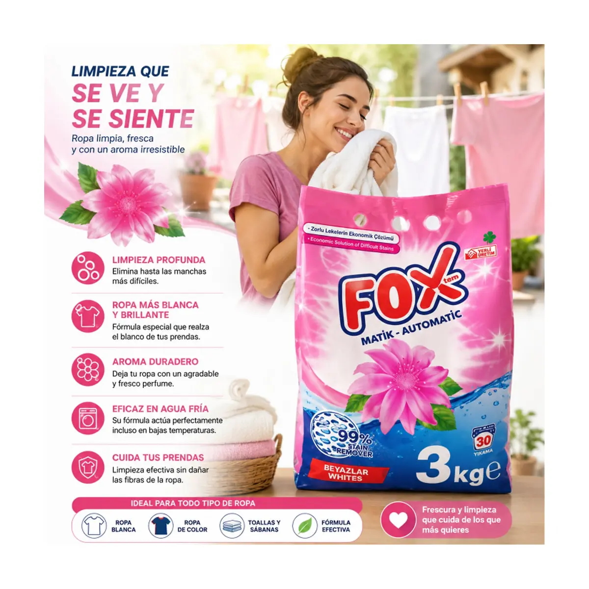 Detergente en polvo Fox (3 kg / 6.61 lb) - Thumbnail 4
