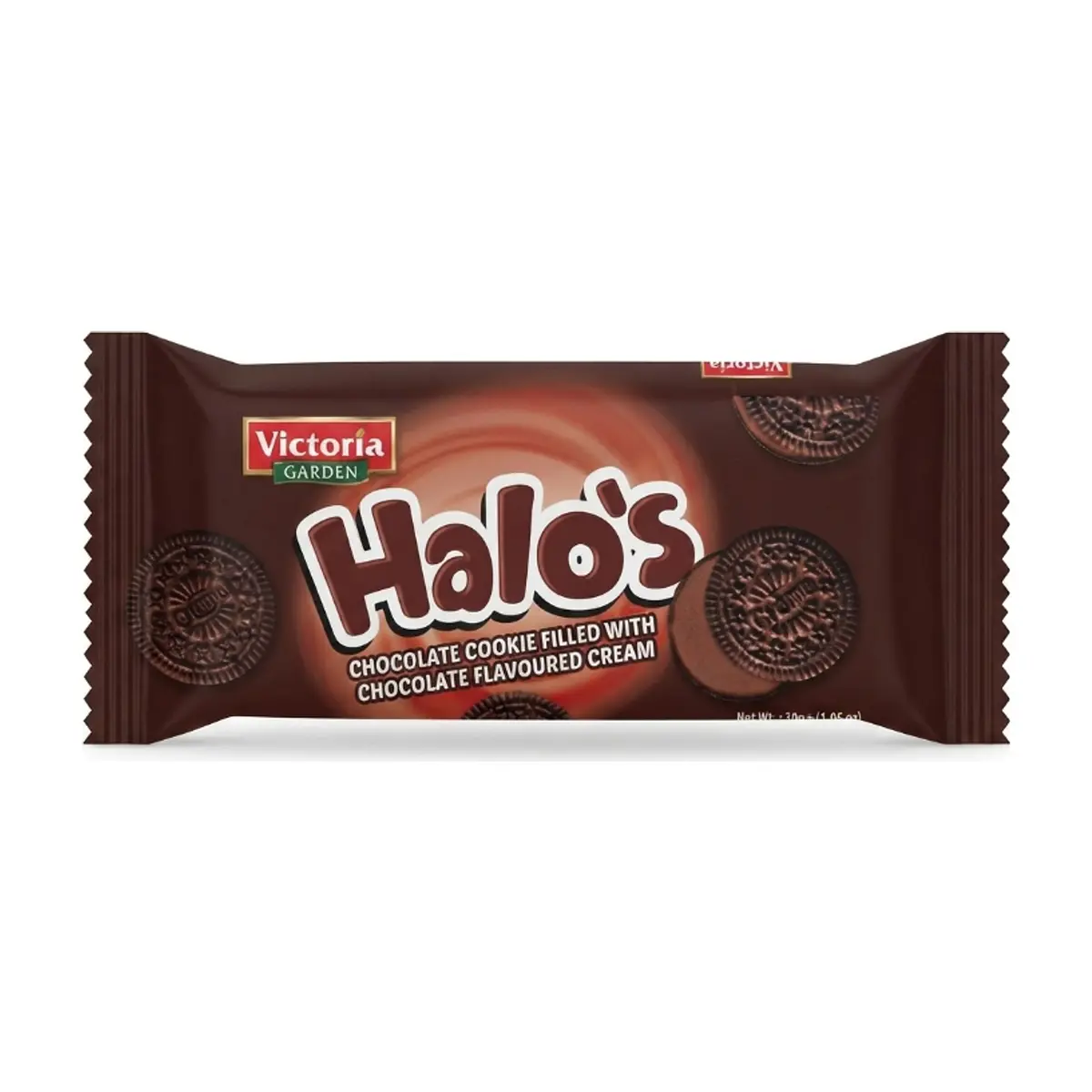 Galletas de chocolate rellenas con crema sabor chocolate Victoria Garden Halo’s (30 g / 1.05 oz)