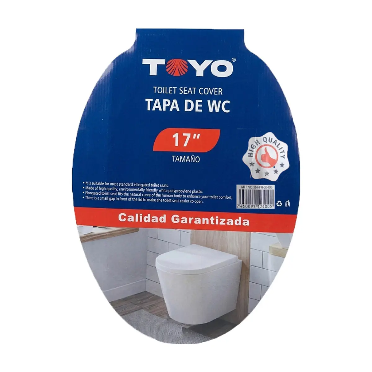 Cubierta para asiento de inodoro de 17 pulgadas blanca TOYO (1 U) - Thumbnail 2